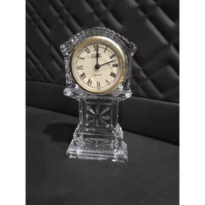 Vtg Godinger Crystal Legends Quartz Clock Tabletop Grandfather 24% Lead Crystal